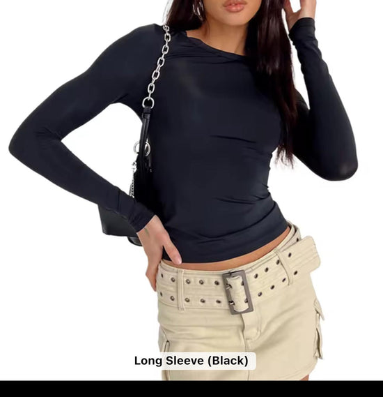 Fluxa Ladies Long Sleeve T-shirt (Black) - Waaka