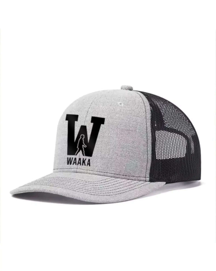 Gray and black cap with &