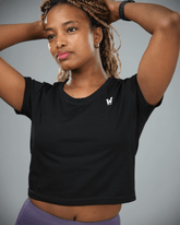 Nova Ladies Crop Top T-Shirt (Black) Waaka