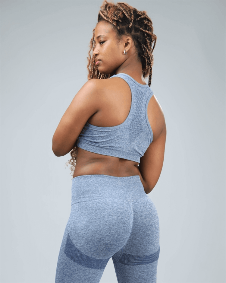 Lustra Embroidery Sport Bra (Blue) Waaka back view
