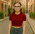 Nova Ladies Crop Top T-Shirt (Dark Red) - Waaka
