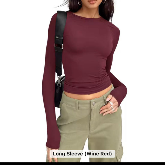 Fluxa Ladies Long Sleeve T-shirt (Burgundy) - Waaka