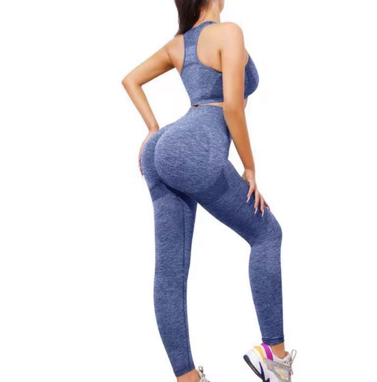 Lustra Embroidery Sport Leggings (Blue) - Waaka